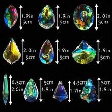 10pcs Colorful Crystal Pendant Lights, Prism Hanging Glass Decor Parts, Sun Catcher, Home/Car Decoration - 10-piece Colored Pendant - View 2