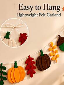 20/10pcs-Thanksgiving Felt Banner, Autumn Pumpkin Acorn Leaf Garland, Maple Leaf & Oak Leaf Felt Thanksgiving Flag, Harvest Thanksgiving Wall Hanging Banner, Autumn Decor, Thanksgiving Decor, Harvest Party Supplies, Autumn Home Decor, Harvest Hanging Banner, Suitable For Fireplace Mantel, Wall And Window Party Decoration - Multicolor - View 7