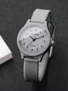 Women's Silicone Watch, Fashion Minimalist Digital Dial, Classic Elegant Quartz Wristwatch (1pc/Set), Watch Box Not Included - Grey - View 7