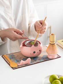 1 buah/8 buah Mangkuk Matcha Telinga Kucing Lucu, Pengocok Matcha Jepang, Mangkuk Teh Keramik, Alat Persiapan Matcha, Alat Pembuatan Makanan Penutup dan Minuman, Kotak Hadiah Jepang, Set Hadiah Liburan - MultiWarna - View 5
