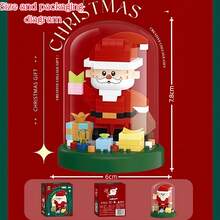 2 Styles Christmas Micro Particle Building Blocks DIY Assembly Ornament With Base And Transparent Dust-Proof Acrylic Cover, ABS Resin Educational Stress Relief Handmade Model, Desktop Entryway Atmosphere Decor, Halloween Christmas Birthday Party Gift Toy For Boys And Girls - Multicolor - View 11