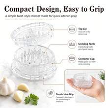 Transparent Manual Garlic Twist - Multi-Functional Mincer & Grinder For Garlic, Onion, Ginger, Herbs, Nuts, Impact Resistant Kitchen Gadget & Home Accessory - White - View 7