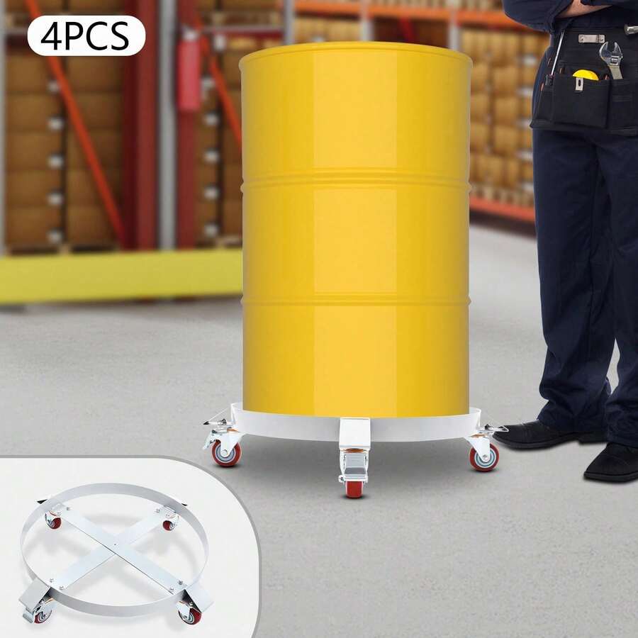 55 Gallon Drum Dolly Wheel Barrel Drum Rack Trailer Dolly Rain Barrel Stand For The Transportation Of Various Oil Drums In Workshops, Factories Gray Round - Grey - View 1
