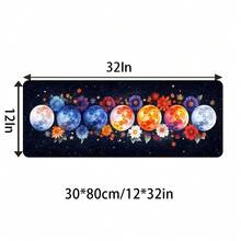 Dark Starry Sky Colorful Moon Phase Floral Large Gaming Mouse Pad, Aesthetic Planet Flower Non-Slip Stitched Edge Desk Mat, Thickened Keyboard Pad, Suitable For Men Gaming And Office - View 7