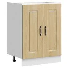 vidaXL Spülenunterschrank Kalmar Helle Eiche Khaki 80x46x81,5 cm Holzwerkstoff, Küchenunterschrank, Unterschrank für Küche, Küchenzeile, Küchenschrank - hellbraunes Khaki - Übersicht 17