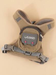 1pc Dopamine Color Cartoon Pet Harness & Leash Set, Breathable Non-Choke Anti-Escape For Small Dogs & Cats Walking - Khaki - View 10