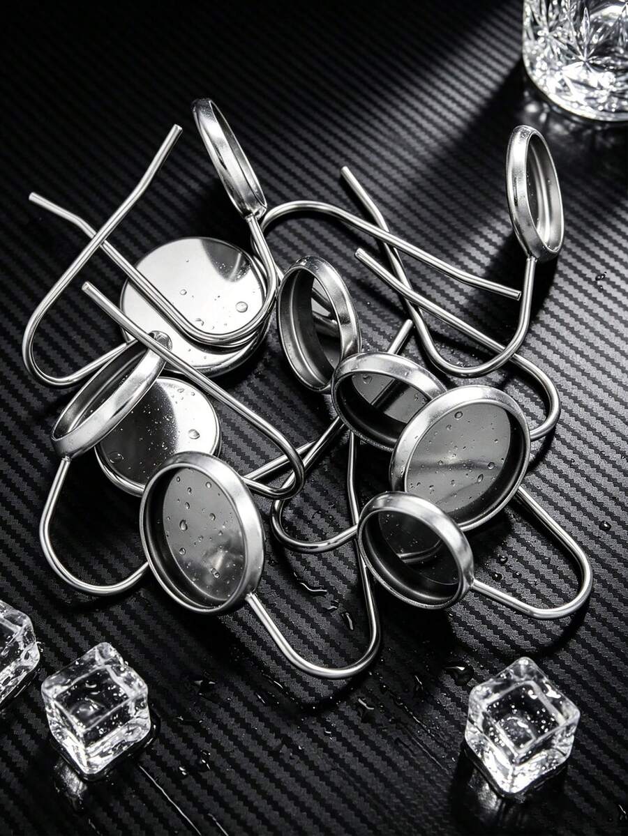 10pcs,Stainless Steel U-Shaped Ear Hooks Time Gemstone Bottom Bracket Base DIY Jewelry Accessories Earrings - Silver (136) - View 1