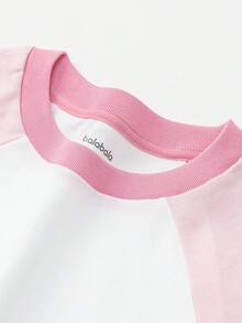Balabala Tween Girl Long Sleeve T-Shirt 2026 Fall New Cotton Moisture Wicking Base Layer Top - White and Red - View 6