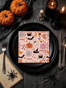 20pcs/1pc Halloween Disposable Paper Napkins, Halloween Party Supplies, Cute Pumpkin Witch Hat Pattern, Boo To You Printed Soft Napkins, Suitable For Halloween Party Supplies, Halloween Dinner Party Supplies And Halloween Party Decorations - Multicolor - View 5