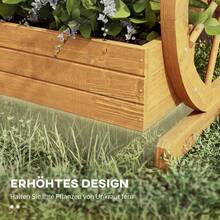 Planter On Wheels In The Shape Of A Wagon Wheel, 61 X 62 X 57 Cm, Weatherproof And Water-Repellent, 3 Levels With Drainage Holes, Made Of Fir And Teak Wood. - C - View 5