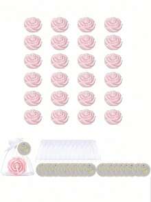 24pcs Rose Scented Candle Gift Set, Includes Organza Bag And Thank You Card, Romantic Rose Shaped Scented Candles, Suitable For Wedding, Party, Proposal, Home Decor - 24pcs - View 6