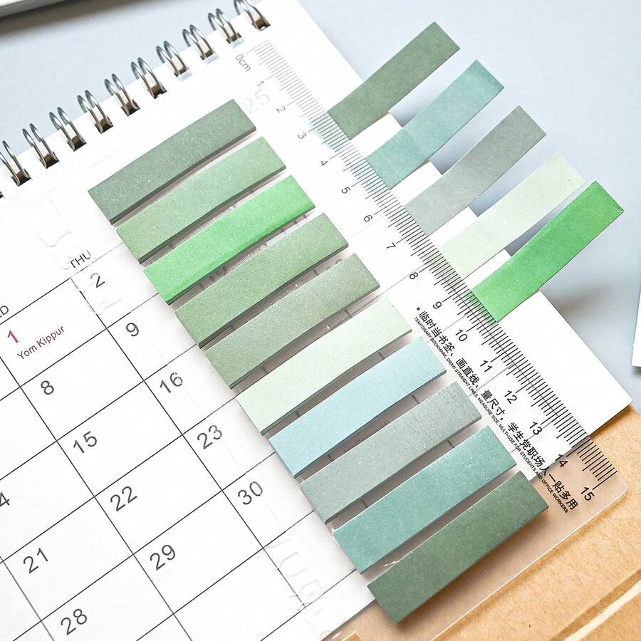 1pc/200 Sheets Green Paper Index Labels, Writable Sticky Note Stickers, Office Indicator Labels, Strong Adhesion, Reusable - one-size - View 1