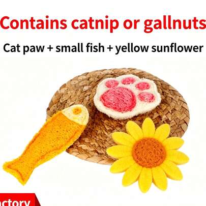 3pcs/Set Cat & Dog Pet Chew Toys Natural Loofah Durable Bite-Resistant Teeth Cleaning & Bad Breath Relief