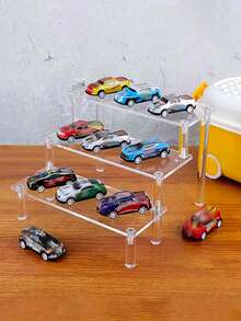 1pc 3-Tier Acrylic Display Rack, Multi-Use Collectibles Organizer For Toy Cars Mini Figurines & Perfume Bottles, Desktop Room Decor Vanity Accessories - View 7