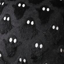 1pc Halloween Ghost Decorative Pillowcase, Beige Soft Plush Faux Fur Farmhouse Style Sofa Cushion Cover, Autumn Holiday Home Decor, Pillowcase, Dorm Bedroom Room Decoration, Thanksgiving Halloween Gift - Black - View 3