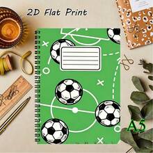 1pc Dynamic Soccer Splash Art A5 Spiral Notebook, A5 Size, 50 Sheets, Student Classroom Notes, Office Meeting Records, Portable Planner And Diary Notebook, Suitable For Professionals, Students - Autumn Semester Essential School Supplies - C - View 12
