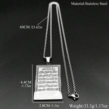 伊斯蘭穆斯林吊墜項鍊，中性款，不鏽鋼金色阿拉伯字母方形獎章鏈條飾品 - 項鍊 - 查看 4
