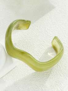 1/3 chiếc vòng tay kiểu dáng cổ điển tối giản, chất liệu acrylic và CCB, màu xanh lá cây, dạng lượn sóng, phù hợp cho nữ giới đeo hàng ngày, có thể đeo nhiều vòng cùng lúc, là lựa chọn quà tặng hoàn hảo. - màu xanh lá - Xem 7
