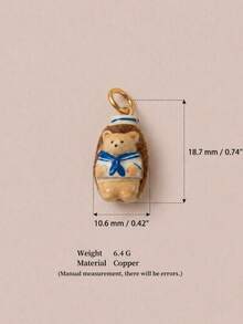 1pc Exquisite Cartoon Style 14k Gold Plated Copper Anthropomorphic Cute Animal Pendant, Women's DIY Daily Bracelet Necklace Keychain Pendant Decoration - Multicolor - View 4
