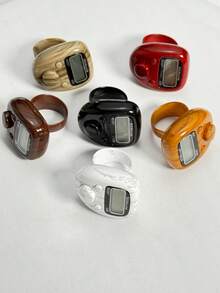 Faux Wood Grain Baked Lacquer Texture Vintage Warm Contrast To Ordinary Plastic Model More Premium Integrated Elastic Finger Ring Directly Worn On Finger Fits Regular Finger Circumference Easily Without Slipping During Counting - Multicolor - View 8