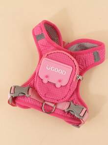 1 pieza Conjunto de arnés y correa de mascota con diseño de color dopamina, transpirable y anti-escape para perros y gatos pequeños - Rosa - Ver 10