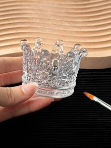 1pc Glass Petal Plum Blossom Pearl Edge Crown Nail Art Palette Premium Decor - Clear - View 5