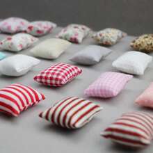 Mini Throw Pillow, Dollhouse Miniature Home Decor Sofa Bedroom Scene Cushion Prop Model Accessory, 1:12 Dollhouse Accessory Throw Pillow Doll Model Accessory, DIY Fabric Sofa Throw Pillow Photography Prop Decoration - Multicolor - View 6