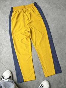 Men's Casual Streetwear Comfortable Fashion Contrast Color Outdoor Sports Woven Long Pants - Ginger - View 3