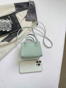1件女款純色壓紋刺繡石紋手提包，拉鍊開合單肩斜挎包，草編女款手提包，優雅休閒包，可收納女用錢包、化妝品、手機、零錢包於草編口袋中，適合夏季海灘度假、購物、攝影，亦是送給女友、媽媽的佳節禮物 - 藍色 - 查看 4