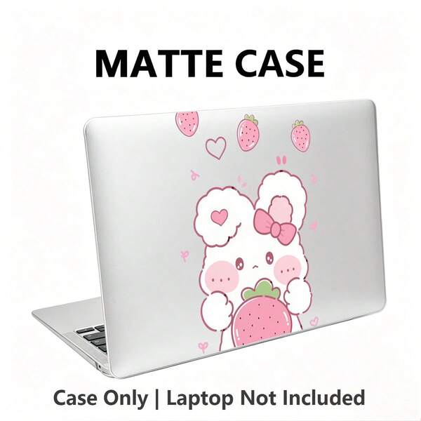1件可愛兔子UV印花筆記本電腦保護殼，透明硬殼保護套，適用於MacBook Air和Pro，耐用塑料