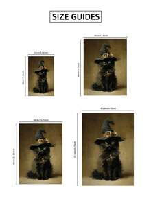 1 Stück rahmenloses Vintage-Wandkunst-Poster mit schwarzer Katze, Hexe, Gothic, Cottagecore, Dark Academia, viktorianischem Halloween-Stil, Muster für Wohnung, Wohnzimmer, Schlafzimmer, Studentenwohnheim, Partygeschenk, Raumdekoration, Wanddrucke, Vintage-Dekoration - rahmenlos - Übersicht 9