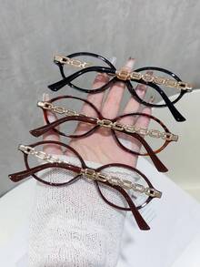 2/3 Pairs Women's Plastic Oval Full Frame Fashion Versatile Elegant Lifestyle Personalized High Quality Minimalist Transparent Glasses, Suitable For Daily Wear, Street Photography, Back To School, Watching TV, Gaming, Outing Accessories - Transparent - View 4