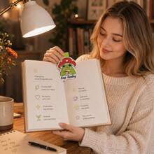 Cute Frog Mushroom Hat Magnetic Bookmark, Aesthetic Page Marker, Fun Gift For Book Lovers And Teachers, Strong Adsorption, Paper Material, Japanese Style Cute Book Accessory - View 2