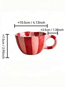 1pc Striped Coffee Mug, Creative Afternoon Tea Cup, Latte Cup, Exquisite Office Water Cup, Minimalist Hand-Painted Cup, Home Cup, Ceramic Cup, Latte Cup, Cup, Home Life Drinkware, Back To School Supplies, Holiday Gift - Multicolor - View 3