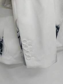 I FineLong Men's Suit Jacket, Abstract Ink Wash Floral Coat, Beach Wedding Guest Outfit, Modern Men Suits For Men, Statement White Floral Top. - White - View 10