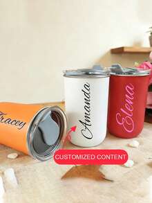 Custom Stainless Steel Travel Mug, Teacher Tumbler, Double Insulated Coffee Mug With Personalised Name Option, Cold Drink Mug | Elegant Mist Finish | Double Insulated, Coffee Mug, ,Reusable,Multi-Functional,Ornamental,Stylish,Exquisite - Multicolor - View 3