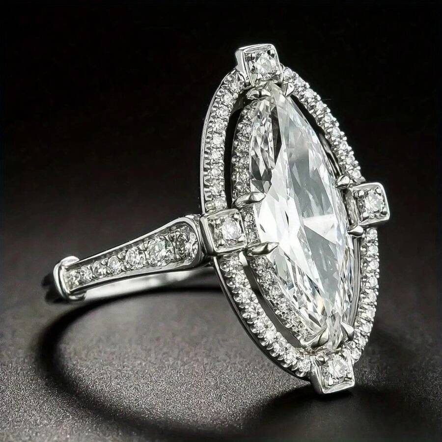 This Ring Exudes A Perfect Blend Of Elegance And Sharpness, Integrating The Symmetrical Beauty Of Architecture With The Fluid Aesthetic Of Jewelry. It Has Become The Ultimate Symbol Of Prestige And Power, Making It Perfect For Yacht Events And Themed Parties. - Silver - View 1