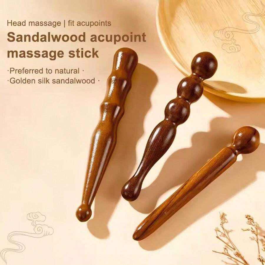 1 Set 1pc Natural Sandalwood Massage Stick Tool Acupoint Reflexology Massage Tool Full Body Relaxation Deep Tissue Foot Massage - View 1