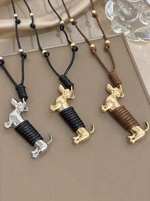 1Pc Vintage Dachshund Dog Pendant NecklaceDelicate Jewelry For Women Men,Stainless Steel Gold Jewelry,Daily/Party/Vacation,Mom Gift,Valentine Birthday - Multicolor - View 2
