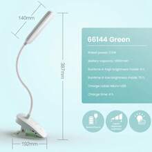 PHILIPS Lampu Meja LED dengan Cahaya LED Ramah Mata dan Klip Logam, 3 Tingkat Kecerahan yang Dapat Diatur, Bertenaga Baterai/Port USB, Lampu Baca Leher Angsa Fleksibel untuk Rumah dan Kantor - hijau - View 7