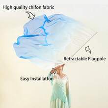 2 Sets Chiffon Worship Flags, Used For Church Worship Dance Flags, With Telescopic Pole And Semi-Circular Angel Wings Dance Props, Suitable For Outdoor Stage Performance And Religious Activities - Multicolor - View 5