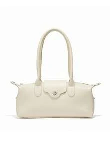 Dedoo Bolso de mano mini clásico de nailon con bloques de color, estilo minimalista versátil, bolso bandolera tipo shell con correa larga para hombro, moda primavera/verano - Beis - Ver 7