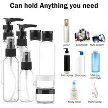 Portable Makeup Set Travel Refillable Bottles Spray Bottles Cosmetic Storage Set With Storage Bag And Labels Women's Holiday Gift Set 13pcs - Black - View 2