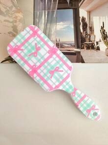 BEATURE Pink Plaid Bow Pattern Air Cushion Brush, Scalp Massage Comb, Anti-Static, Durable ABS Handle, Suitable For All Hair Types, High-Quality Air Cushion Brush - Air Cushion Comb - View 2