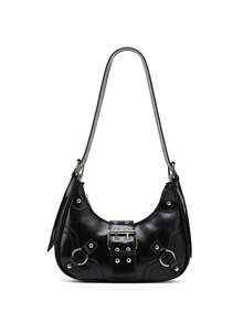New Fashion Rivet Crescent Bag Commuter Versatile Shoulder Crossbody Women's Bag Retro Y2K Motorcycle Underarm Bag - Black - View 10