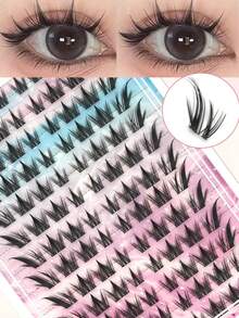 13 Rows Of 104 Dog Style Eyelash Clusters, Comfortable And Versatile, With Extended Eye Tails And Cartoon Style False Eyelashes, Suitable For Various Occasions, Can Be Reused, Suitable For Beginners, Eyelashes, False Eyelashes, Eyelash Clusters - C - 查看 6