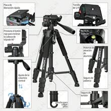 Trípode De Cámara De Aluminio De 180, Tripié Para Celular - Negro - Ver 4
