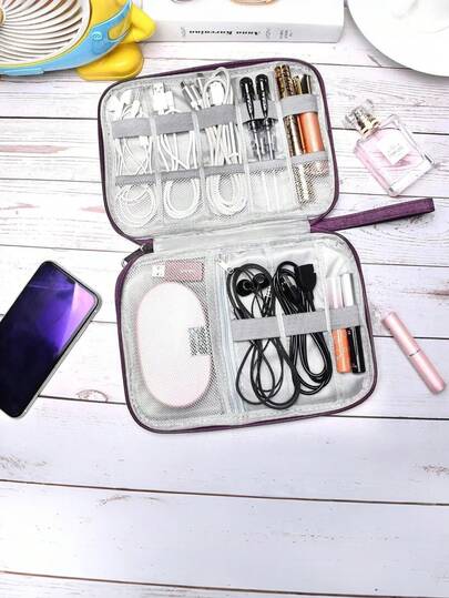 1pc Travel Electronic Storage Bag, Portable Cable Organizer, Electronic Accessories Box, Phone Charger Storage Bag, Portable Phone Data Cable Storage Bag, Electronic Accessories Storage Bag, USB OTG Data Cable Charger Plug Travel Waterproof Storage Bag, Makeup Brush Storage Bag