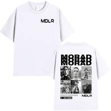 T-shirt graphique Rapper Morad MDLR, T-shirt en coton de haute qualité pour hommes et femmes, T-shirts à manches courtes de style hip-hop à la mode, Streetwear - Blanc - Voir 2