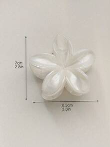1pc Acrylic Plumeria Hair Claw Clip, White Pearl Luster 3D Petal Design, Elegant Sweet Women's Updo Hair Accessory, Fresh Elegant For Wedding, Party, Date, Daily, Face Washing, Makeup, Travel, Vacation, Photography - Multicolor - View 4